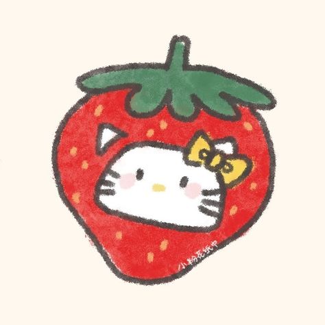 Strawberry Drawing, Easy Christmas Drawings, Arte 8 Bits, Kitty Drawing, Hello Kitty Drawing, Hello Kitty Art, Little Doodles, Hello Kitty Iphone Wallpaper, Cute Doodle Art