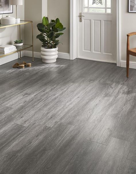 Laminate Wood Flooring Grey, Easy To Clean Flooring, Grey Tile Wood Flooring, Grey Living Room Floors, Grey Wood Flooring Living Room, Grey Floor Interior Design, Room With Grey Floor, Modern Wood Flooring Ideas, Dark Grey Wood Floors