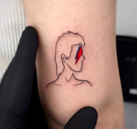 Simple David Bowie Tattoo, Bowie Tattoo Ideas, David Bowie Tattoo Ideas, The Doors Tattoo, Transgender Tattoo Ideas, Music Sleeve, David Bowie Tattoo, Bolt Tattoo, Rock Tattoo