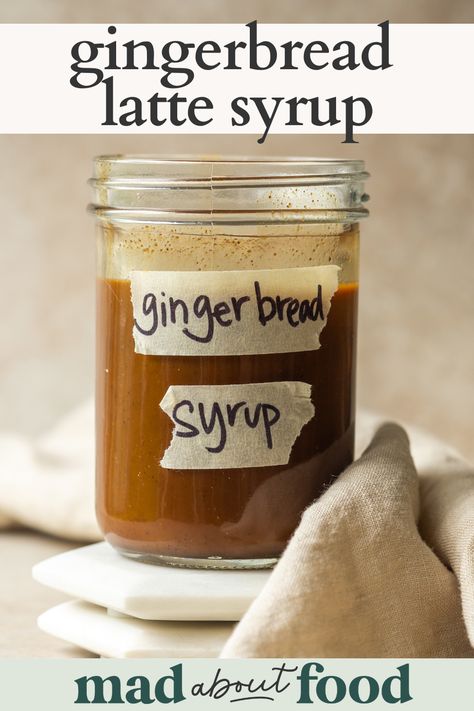 Gingerbread Coffee Syrup, Gingerbread Latte Syrup, Starbucks Gingerbread Latte, Homemade Coffee Syrup, Gingerbread Coffee, Homemade Starbucks, Gingerbread Syrup, Diy Gingerbread, Cleaner Eating