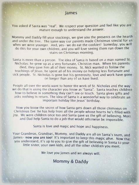 What to say to your child when they start to question Santa and you just know it's TIME to tell them the "truth" about Santa... Merry Christmas. Explaining Santa Is Not Real, Is Santa Real, The Truth About Santa, Truth About Santa, Letter Explaining Santa, Santa Real, Ava Marie, Santa Letters, Christmas Note