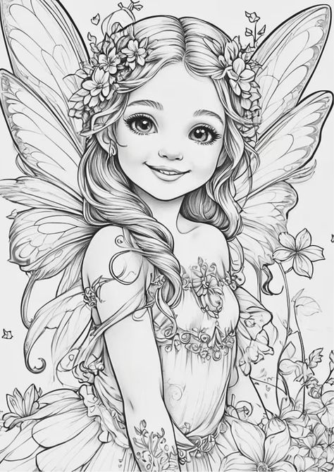 Fairy Colouring Pages, Drawing To Color, Minnie Mouse Drawing, Fairy Coloring Book, Adult Coloring Designs, Adult Colouring Pages, Fairy Coloring Pages, Fairy Coloring, Adult Coloring Book Pages