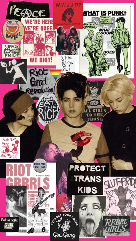 Queer Punk Wallpaper, Queer Punk Art, Punk Feminist Aesthetic, Punk Rock Wallpaper, Punk Feminist Art, Riot Grrrl Fashion, Punk Collage, Punk Zine, Queer Punk