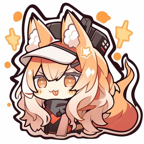 Kawaii Photos, Kawaii Pictures, Girl Vector, Character Design Girl, Fox Ears, Fox Girl, Cute Fox, Anime Stickers, Sticker Art