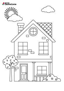 Free Printable Coloring Page Templates| Creative Center Dream House Drawing, House Drawing For Kids, Red Background Images, Abc Coloring Pages, House Colouring Pages, Kids Worksheets Printables, Diy Calendar, Beautiful Art Paintings, Printable Pictures