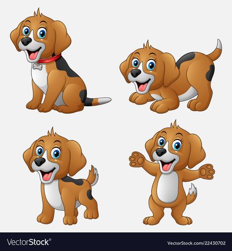 Cartoon funny dogs collection set Royalty Free Vector Image Funny Dog Cartoon, Dog Cartoon Funny, Dogs Cartoon, Puppy Illustration, Animal Cutouts, Puppy Art, Dog Cartoon, Cute Little Kittens, Cartoon Funny