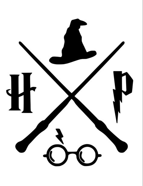 Harry Potter Glasses Svg, Harry Potter Stencil Art, Harry Potter Stencils Free Printable, Diy Harry Potter Shirt, Harry Potter Image, Harry Potter Pumpkin Stencil, Harry Potter Icons Symbols, Harry Potter Outline, Harry Potter Free Svg