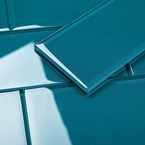 Teal Backsplash Kitchen, Teal Subway Tile, Teal Glass Tile, Teal Tile, Shower Backsplash, Teal Kitchen, Backsplash Wall, Teal Glass, Kitchen Shower