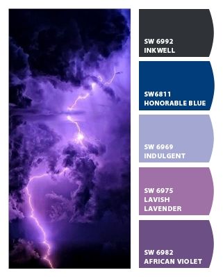 Purple Lightning Skies - Chip It! Lightning Color Palette, Lightning Storm Color Palette, Galaxy Pallete Color, Night Sky Color Palette The Moon, Purple Swatches Colour Palettes, Purple Blue Black Color Palette, Purple Night Sky Color Palette, Blue Pallets, Hex Color Palette