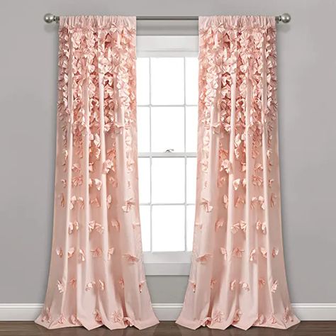 Amazon.com : blush floral curtains for bedroom girls Rideaux Shabby Chic, Popular Window Treatments, Bow Window, Pink Curtains, Dekorasi Kamar Tidur, Lush Decor, Decoration Inspiration, Window Panels, Sheer Curtains