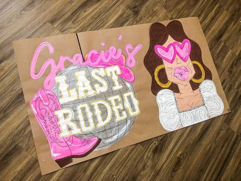 Love how this turned out for @presley.wintz !!! 💕🪩💗🤩🌟 #banner #banners #brownpaperbanner #art #artists Cowgirl Birthday Banner, Bachelorette Banner Painted, Bachelorette Banner Ideas, Pink Birthday Banner, Kraft Paper Banner, Banner Painting, Painted Banners, Painted Banner, Bachelorette Diy