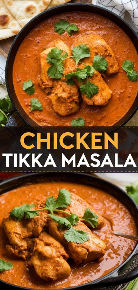 Love Indian cuisine? Try this Chicken Tikka Masala recipe! Juicy chicken pieces are simmered in a luscious, spiced tomato and cream sauce for a dish full of bold and comforting flavors. Chicken Tikka Masala Marinade, Chicken Tikka Masala Recipes Easy, Tika Masala Recipe, Chicken Tiki Marsala, Tikki Masala Chicken, Chicken Tiki Masala, Indian Chicken Masala, Indian Spiced Chicken, Tikka Masala Chicken