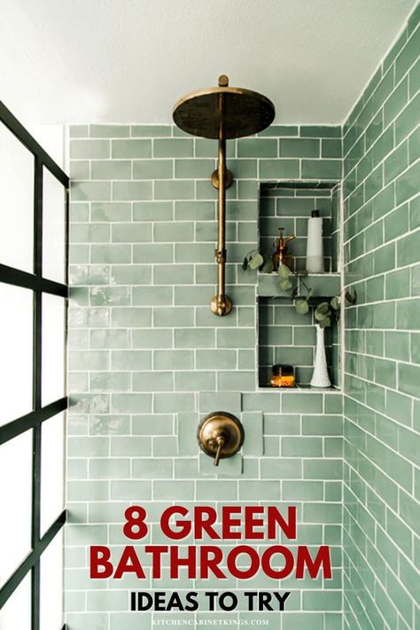 We’ve compiled a list of our favorite 8 green bathroom ideas to help you determine which design choices are right for your bathroom remodel. Green Shower Tile, Small Bathroom Tile Ideas, Beautiful Tile Bathroom, Top Bathroom Design, Cheap Bathroom Remodel, Small Bathroom Tiles, Simple Bathroom Designs, Floor Tile Design, Bathroom Remodel Tile