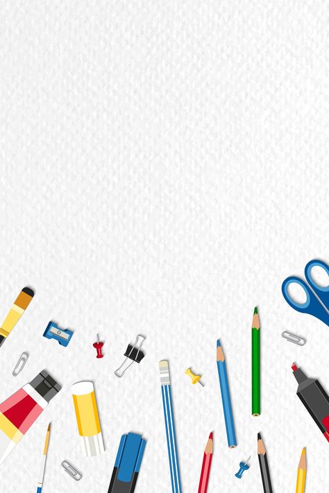 School stationery set on a white background vector | premium image by rawpixel.com / Aew #vector #vectoart #digitalpainting #digitalartist #garphicdesign #sketch #digitaldrawing #doodle #illustrator #digitalillustration #modernart #stationary School Supplies Background, Stationery Background, Wrinkled Paper Background, Background School, Avatar Icon, Brochure Ideas, Colorful Stationery, 3d Hologram, Confetti Background