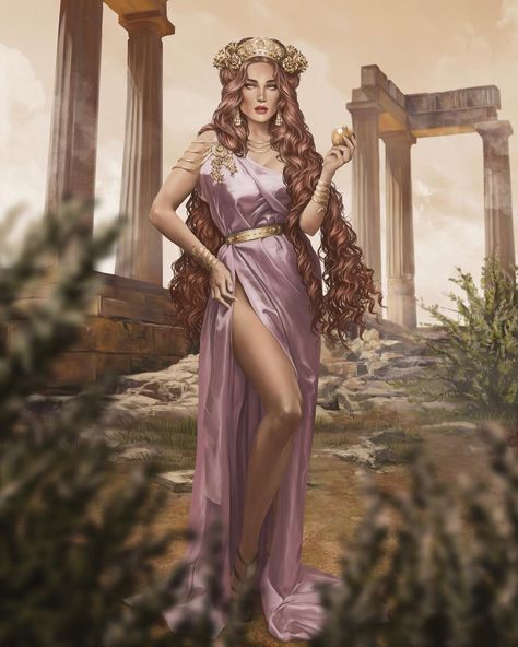 Denis Maznev, Greek Dress, Aphrodite Aesthetic, Greek Pantheon, Greek Goddess Costume, Goddess Costume, Greek Mythology Art, Roman Mythology, Hot Women Dress