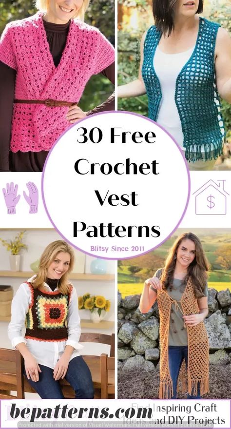 Granny Square Cardigan Outfit | Easy Crochet Patterns | Free Tutorial Crochet Pirate Vest, Diy Crochet Vest Pattern Free, Easy Crochet Vest For Beginners, Crochet Vest Tie Sides, Crochet Chunky Vest Free Pattern, Free Crochet Vest Patterns For Women, Free Vest Pattern, Crochet Vest Pattern Free Boho, Crochet Sweater Vest Pattern Free