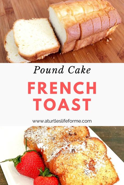 They’re just so large, so fresh and it’s only like $1 more for this 3-pack than it is to buy 1 frozen one at the grocery store. Kind of a no-brainer. So I made my dessert with the one I needed and was left with 2 more pound cakes and no more plans. Pound Cake French Toast, Cake French Toast, French Toast Waffles, French Toast Breakfast, Rich Desserts, Pound Cakes, Freezer Cooking, Fresh Strawberries, So Fresh