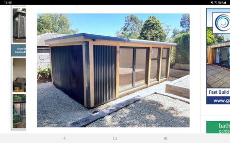 Corrugated Metal Garage, Corrugated Metal Shed, Corrugated Metal House, Corrugated House, Terrace House Renovation, Shed Room, Garden Office Ideas, Gym Building, Dog Business Ideas