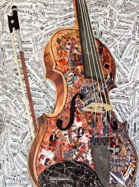 Magazine Collage Artwork, Collage Making Ideas For Competition, Newspaper Collage Art, Torn Paper Art, Collage With Newspaper, Paper Collage Art Ideas, Torn Paper Collage, Newspaper Clippings Collage, Musical Instruments Collage