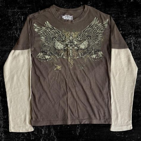 Long Sleeves Outfit Men, Shirt Layering Outfit, Affliction Clothing, Shirt Outfit Men, Long Sleeve Layer, 2000s Clothes, Y2k Long Sleeve, Long Sleeve Outfits, Mma Elite