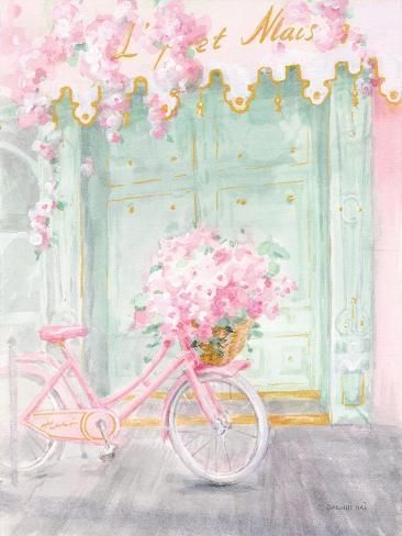 size: 12x9in Art Print: Pastel Paris I by Danhui Nai : Pink Posters, Cute Paintings, Pinturas Disney, Pink Wall Art, Cute Patterns Wallpaper, Pics Art, Framed Canvas Art, Wall Collage, Art Sur Toile