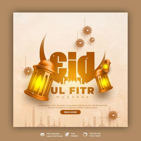 Free PSD eid mubarak and eid ul fitr soc... | Free Psd #Freepik #freepsd #eid-mubarak-post #eid-post #eid-mubarak-ied #instagram-promotion Eid Ul Fitr Mubarak, Eid Mubarik, Eid Mubarak Card, Mubarak Ramadan, Eid Greetings, Eid Ul Fitr, Eid Ul Adha, Eid Al Fitr, Happy Eid