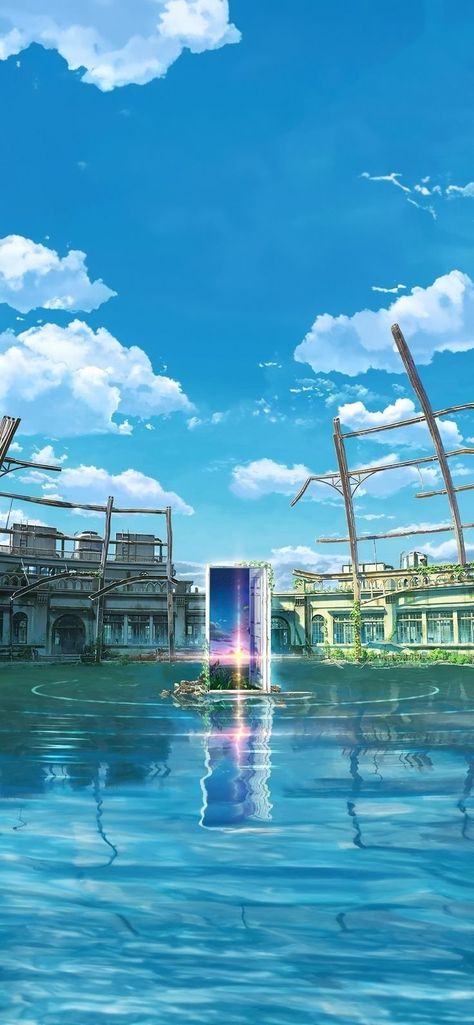 Suzume Door Wallpaper, Makoto Shinkai Movies Wallpaper, Suzume Scenery, Suzume Anime Wallpaper, Suzume Wallpaper Aesthetic, Suzume No Tojimari Wallpaper Aesthetic, Suzume Background, Suzume Wallpaper 4k Phone, Anime Water Wallpaper