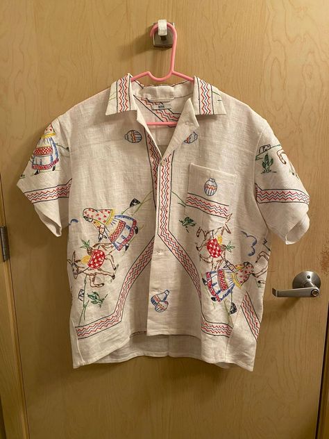 Supreme Bode 1 of 1 Upcycled Linen Embroidered Camp Collar Shirt | Grailed Mens Camp Collar Shirt, Men Embroidery Shirts, Shirt Collar Embroidery, Bode Shirt, Mens Linen Outfits, Camp Collar Shirt, Fashion Design Books, Mexican Shirts, Upcycle Shirt