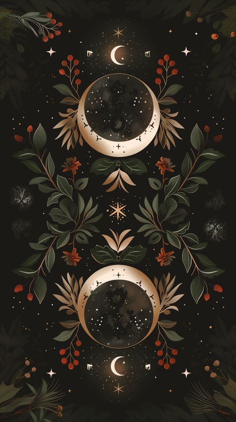 Yule Christmas Wallpaper, Witch Christmas Wallpaper, Witchy Thanksgiving Wallpaper, Mystical Phone Wallpaper, November Witchy Wallpaper, Winter Phone Wallpapers Aesthetic, Pagan Screensavers, Yule Phone Background, Pagan Christmas Wallpaper