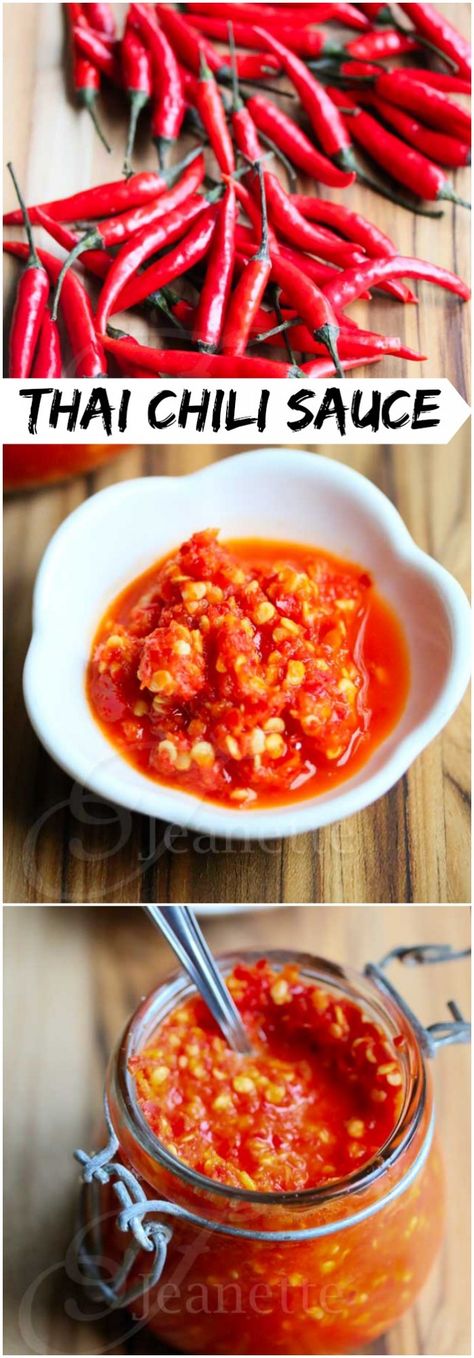 Recipes With Chili Garlic Sauce, Thai Mat, Chili Pepper Sauce, Thai Chili Sauce, Garlic Sauce Recipe, Homemade Hot Sauce, Thai Chili, Hot Sauce Recipes, Chili Garlic Sauce