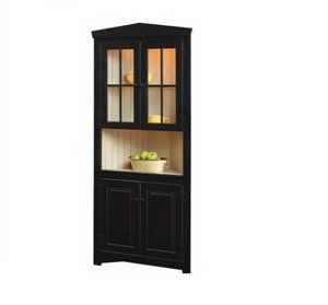 Select Options For Honey Brook Country Corner Hutch (ID: 58064) Corner Hutch Makeover, Corner Hutch Dining Room, Black Corner Cabinet, Corner Cabinet Dining Room, Farmhouse Corner Cabinet, Corner China Cabinets, Corner China Cabinet, Corner Hutch, Dining Corner