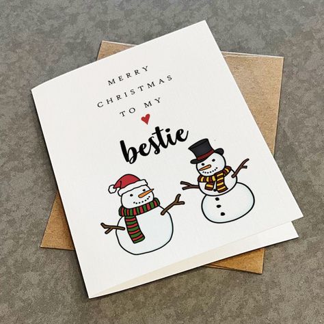 Bestie Christmas Card Ideas, Christmas Day Drawing Ideas, Christmas Day Greeting Card, Christmas Cards Handmade For Best Friend, Bff Christmas Cards, Christmas Card Ideas For Best Friends, Merry Christmas Handmade Cards, Cute Christmas Card Ideas For Friends, Seasonal Greetings Card