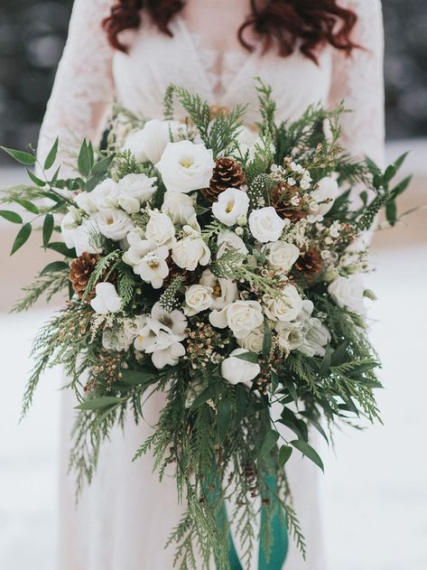 Perfect white and greenery Winter Wedding Bouquet #winterwedding #weddingbouquet Winter Wedding Flowers Bouquets, Winter Bridal Bouquets, Church Wedding Flowers, Simple Beach Wedding, White Winter Wedding, Winter Wedding Bouquet, Winter Bouquet, Winter Wedding Flowers, Winter Bride