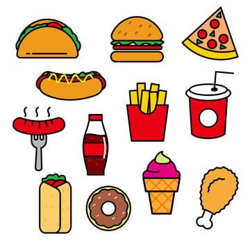 food,fast,clipart,vector,pizza,burger,clip art,hot dog,burrito,taco,doughnut,potato,unhealthy,breakfast,cook,sausage,junk,chinese food,ice cream,coke,beverage,sandwich,soda,cheeseburger,chicken,kitchen,restaurant,cuisine,elements,cartoon,illustration,meal,set,icon,isolated,fastfood,meat,eat,snack,tasty,drink,delicious,cream,hamburger,french fries,lunch,fries,donut,flat,food vector,pizza vector,burger vector,cartoon vector,ice cream vector,chicken vector,donut vector,kitchen vector,restaurant vec Fast Food Clipart, Foods To Draw, Food Cartoon Drawing, Cartoon Food Drawings, How To Draw Food, Fast Food Drawing, Cartoon Food Art, Foods Drawing, Food Drawing Easy