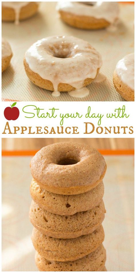 This Applesauce Donut Recipe is low in fat and big in flavor. Treat yourself to these easy doughnuts for breakfast! Easy Doughnuts, Mini Donut Recipes, Today Recipes, Homemade Donuts Recipe, Baked Doughnuts, Healthy Donuts, Baked Donut Recipes, Apple Sauce Recipes, Donut Recipe