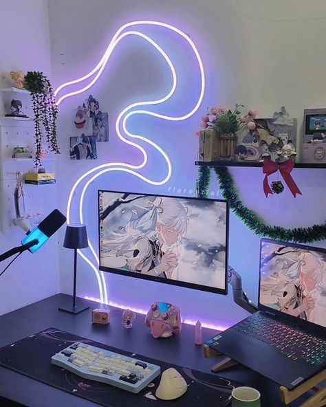 . 🩵🎄 in with the blue theme for December! what do you all think? do you prefer the lighter tones or the darker one? I'm personally leaning more to the lighter pastels this December 🫶🏻 drop a follow for more desk setup, desk inspo, cozy setup, cozy vibes, aesthetic, cozy gamer, purple setup content ✧ check my link in bio for free notion templates and discount codes! @eyloaa_ ⇋♡⇌ @cozy_bear_gamer ⇋♡⇌ @mycozydiaries_ ⇋♡⇌ @cheesekeebs ⇋♡⇌ @lumpystudio ⇋♡⇌ @havenlite ⇋♡⇌ @cozywithsammy ⇋♡⇌ ... Purple Setup, Cozy Vibes Aesthetic, Free Notion Templates, Cozy Setup, Cozy Gamer, Gaming Desk Setup, Setup Gamer, Bears Game, Gamer Room Decor