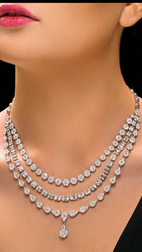 Diamond String Necklace, Diamond Necklace Elegant, Antique Pearl Necklace, Wedding Jewellery Designs, Wedding Jewelry Sets Bridal Jewellery, Bridal Diamond Necklace, Jewellery Photography Inspiration, Real Diamond Necklace, String Necklace