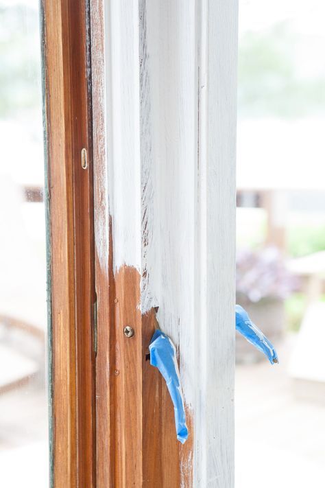 how to paint over stained wood Paint Over Stained Wood, Painting Over Stained Wood, Window Trim Paint, Wood Window Trim, Paint Stained Wood, Painting Wood Trim, Stained Wood Trim, Diy Window Trim, Painting Baseboards