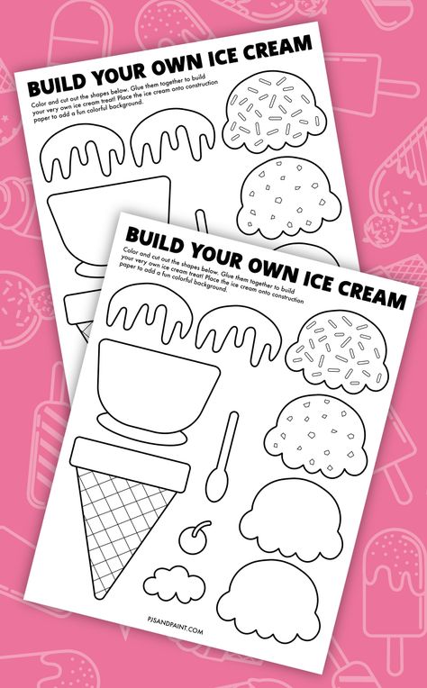 Build An Ice Cream Cone Printable, Ice Cream Paper Craft Free Printables, Ice Cream Sundae Template Free Printable, Ice Cream Scoop Template Free Printable, Build Your Own Ice Cream Printable, Ice Cream Svg Free, Ice Cream Template Free Printable, Headstart Crafts, Ice Cream Template