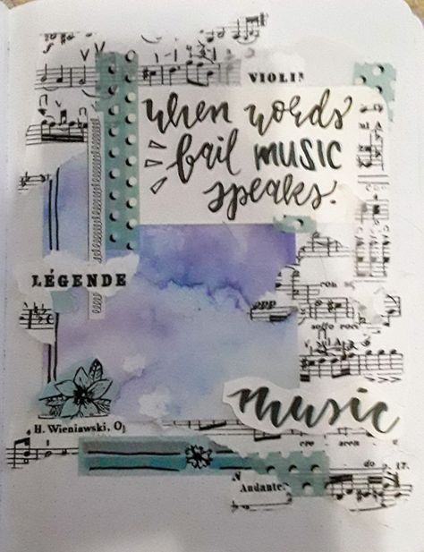 Music themed scrapbook spread - this was so fun to make :)) Scrapbook Ideas Music Theme, Music Scrapbook Ideas, Photography Gcse, Music Scrapbook, School Binder Covers, Project Cover Page, School Book Covers, Scrapbook Cover, Music Journal