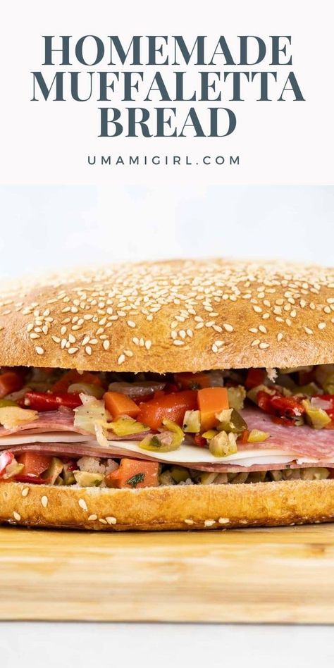 Muffaletta Bread, Muffaletta Recipe, Muffuletta Recipe, Muffaletta Sandwich, Muffuletta Sandwich, Creole Cooking, Artisan Bread Recipes, Breads & Buns, Sandwich Bread