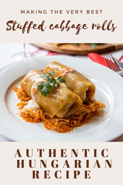 Hungarian Stuffed Cabbage Rolls Recipe - Töltött Káposzta Hungarian Stuffed Cabbage Rolls, Hungarian Stuffed Cabbage, Boiled Cabbage, Stuffed Cabbage Rolls, Hungarian Cuisine, Cabbage Rolls Recipe, Stuffed Cabbage, Hungarian Recipes, Cabbage Rolls