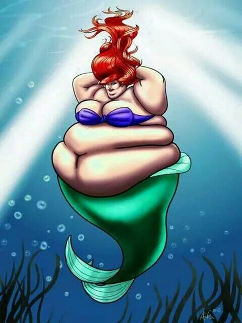 Super Size Mermaid. Fat Disney Princesses, Live Mermaids, Ariel The Mermaid, Fat Mermaid, Fat Cartoon, Acceptance Quotes, Plus Size Art, Cartoon Drawing Tutorial, Mermaids And Mermen