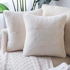 ATTIBUT Pack of 2 Soft Faux Fur Plush Pillow Covers 22x22 Inch/55x55cm Boho Decorative Pillows for Couch Cushion Covers Throw Pillows for Bed Gifts for Her Cream Ivory Beige Couch Pillows, Throw Pillows For Bed, Pillows For Bed, Decorative Pillows For Couch, Couch Pillow Covers, Couch Cushion Covers, Couch Cushion, Faux Fur Pillow, Pillows For Couch