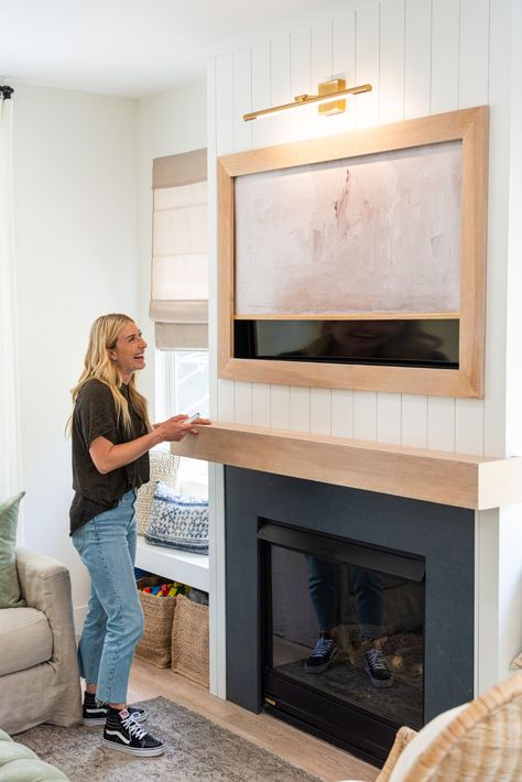 Help! I Wrecked My House Season 2 Episode 3 - The Blog by Jasmine Roth Hide Tv Over Fireplace, Cornice Tv, Above Fireplace Ideas, Updo For Long Hair, Tv Above Fireplace, Tv Nook, Jasmine Roth, Tv Over Fireplace, Hidden Tv