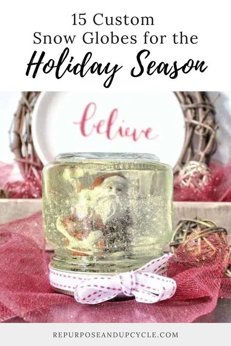 See 15 custom snow globes for the holiday season. These DIY snow globes are a great way to pass the time with a fun Christmas craft. Christmas time is a great time to get the whole family into holiday crafting! Some of the best Christmas crafts are made with materials you have around the house. Today we are talking about creating your own custom snow globe! What little kid doesn’t love a good snow globe? Best Christmas Crafts, Diy Snow Globes, Custom Snow Globe, Upcycle Home, Snow Globe Crafts, Recycling Crafts, Globe Crafts, Diy Snow, Diy Snow Globe