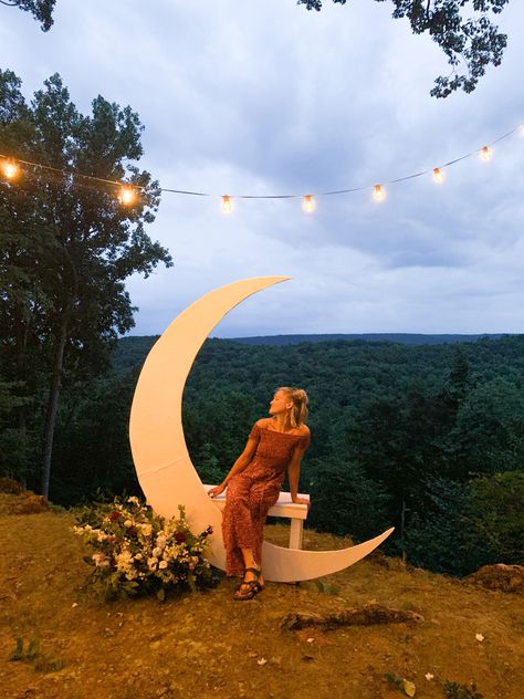 Moonlight Theme Wedding, Stars And Moon Themed Party, Moon And Sun Party, Over The Moon Engagement Party, Harvest Moon Wedding Theme, Moonlight Theme Party, Lala Land Party Theme, Full Moon Wedding Theme, Mystical Theme Party