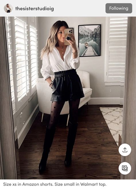 Winter Shorts Outfits, Buisness Outfits, Leather Shorts Outfit, Coffee Date Outfits, Xmas Outfit, Mommy Outfits, Business Outfits Women, Look Short, Leather Shorts