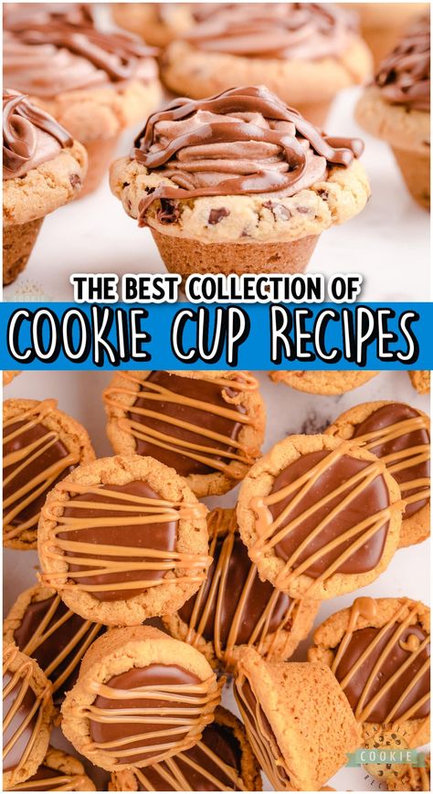 Cookie Cup Recipes, Cherry Pie Cookies, Cookie Dough Cups, Cup Recipes, Raspberry Pie Filling, Raspberry Cheesecake Cookies, Chocolate Chip Cookie Cups, Sugar Cookie Cups, Cookie Cups Recipe