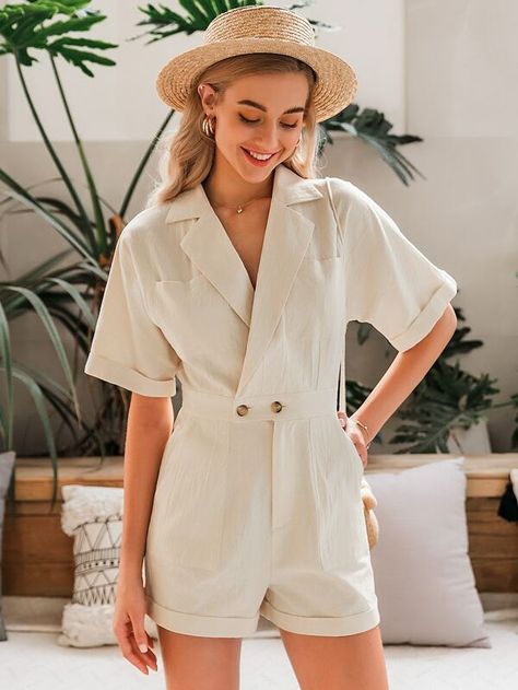 Minimal Stil, Tokyo Street Fashion, Belted Romper, Casual Rompers, Mode Casual, Cotton Romper, Grunge Style, Soft Grunge, Sleeved Romper